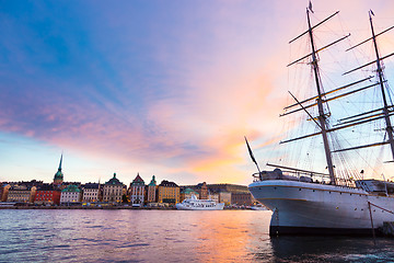 Image showing Traditional seilboat in Gamla stan, Sweden, Europe.