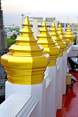 Image showing roof  gold    temple     bangkok  sky line  temple 