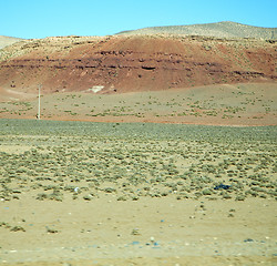 Image showing valley in   africa morocco the atlas dry mountain ground isolate