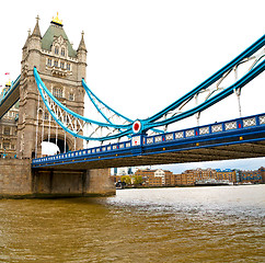 Image showing london tower in england old bridge and the cloudy sky