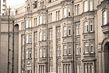 Image showing window in europe london old red brick wall and      historical 