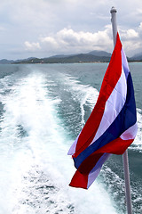 Image showing asia myanmar   isle waving flag    and south china sea 