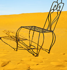 Image showing table and seat in desert  sahara morocco    africa yellow sand