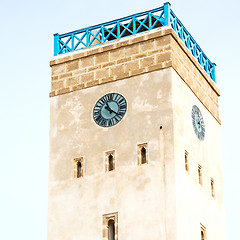 Image showing old brick tower in morocco africa village and the sky