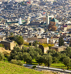 Image showing from high in the village morocco africa field and constructions