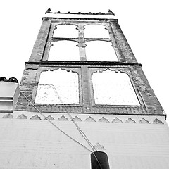 Image showing old brick tower in morocco africa village and the sky