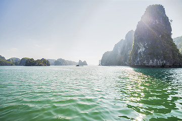 Image showing Boats and Islands in Halong Bay, Northern Vietnam