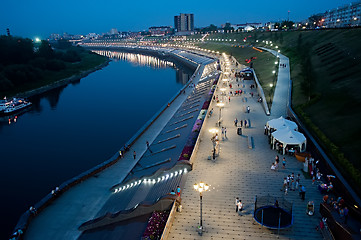 Image showing pedestrian quay on Tura river in Tyumen