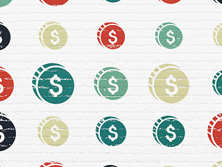 Image showing Banking concept: Dollar Coin icons on wall background