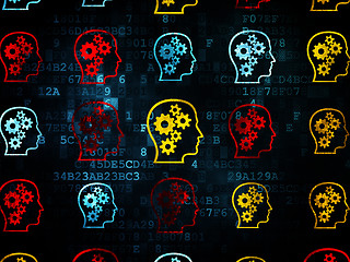 Image showing Data concept: Head With Gears icons on Digital background