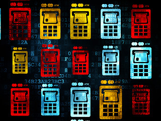 Image showing Banking concept: ATM Machine icons on Digital background