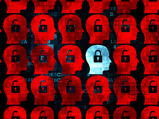 Image showing Security concept: head with padlock icon on Digital background