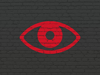 Image showing Privacy concept: Eye on wall background