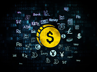 Image showing Banking concept: Dollar Coin on Digital background