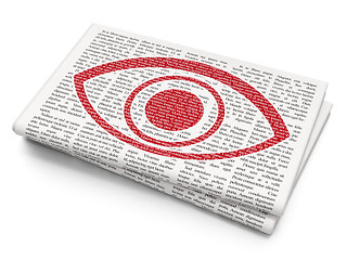 Image showing Security concept: Eye on Newspaper background