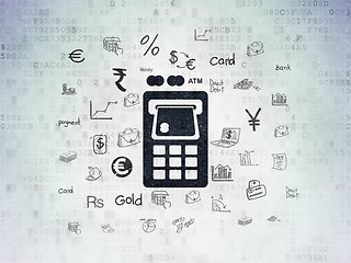 Image showing Currency concept: ATM Machine on Digital Paper background