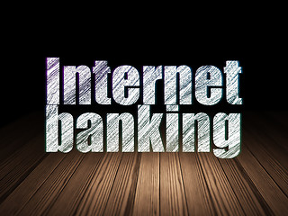 Image showing Currency concept: Internet Banking in grunge dark room