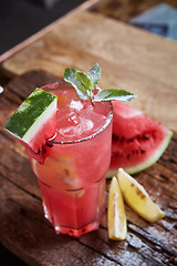 Image showing Homemade watermelon lemonade 