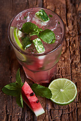 Image showing Homemade watermelon lemonade 