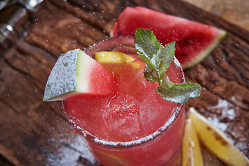 Image showing Homemade watermelon lemonade 