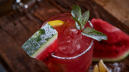 Image showing Homemade watermelon lemonade 