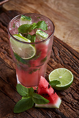 Image showing Homemade watermelon lemonade 