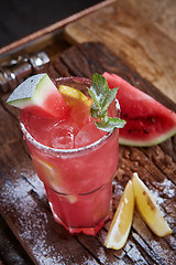 Image showing Homemade watermelon lemonade 