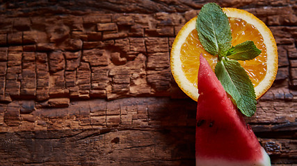 Image showing Watermelon, mint and orange