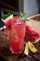 Image showing Homemade watermelon lemonade 