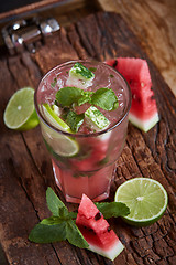 Image showing Homemade watermelon lemonade 