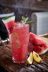 Image showing Homemade watermelon lemonade 