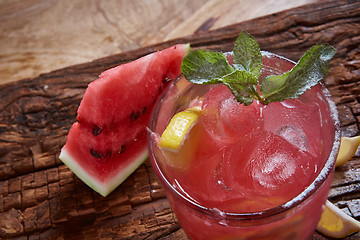 Image showing Homemade watermelon lemonade 