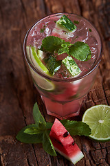 Image showing Homemade watermelon lemonade 