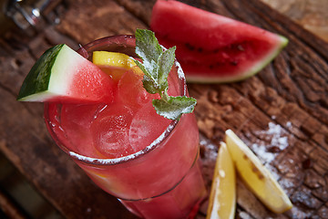 Image showing Homemade watermelon lemonade 