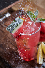 Image showing Homemade watermelon lemonade 