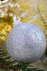 Image showing Christmas tree with decoration, detail