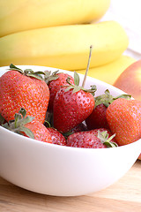 Image showing composition of banana and strawberry close up