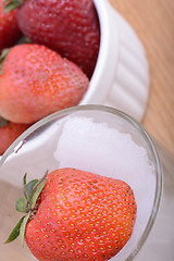 Image showing strawberry frozen in ice cube, health food concept