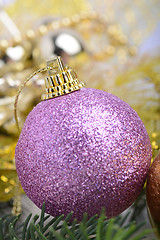 Image showing Christmas tree with decoration, detail