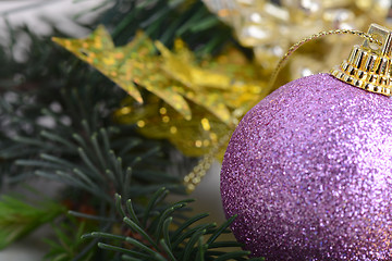 Image showing Christmas composition with Christmas balls and Christmas decoration