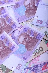 Image showing european money, ukrainian hryvnia close up