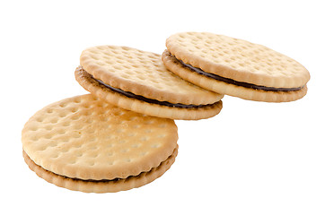 Image showing Sandwich biscuits with chocolate filling