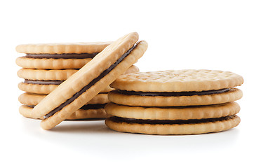 Image showing Sandwich biscuits with chocolate filling