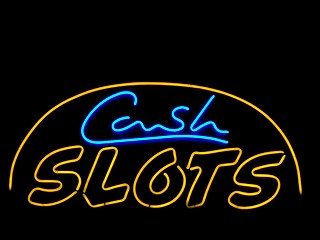 Image showing cash slots neon sign