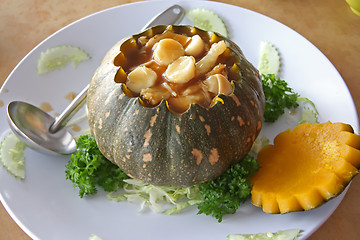 Image showing Chinese soup in pumpkin