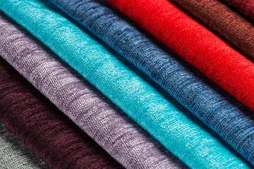 Image showing Multi color fabric texture samples