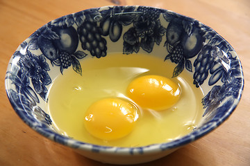 Image showing Two raw eggs