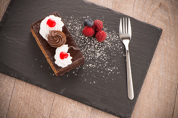 Image showing Piece of chocolate cake