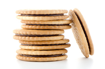 Image showing Sandwich biscuits with chocolate filling