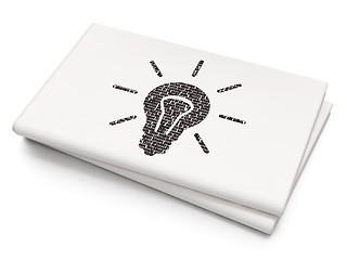 Image showing Business concept: Light Bulb on Blank Newspaper background